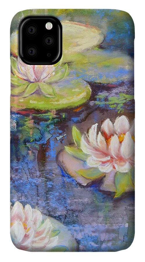 Plants iPhone 11 Case featuring the painting Waterlillies by Caroline Patrick