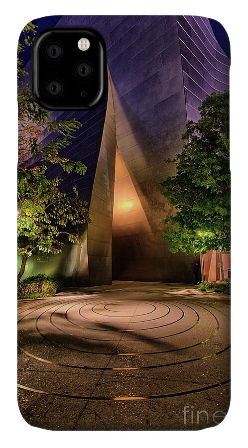 Walt Disney Concert Hall iPhone 11 Case featuring the photograph WDCH Blue Ribbon Garden by Alex Morales