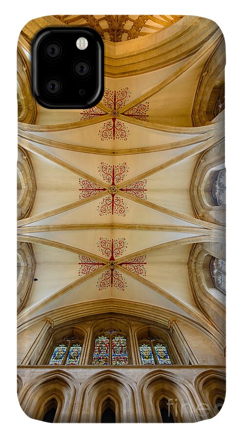 Wells iPhone 11 Case featuring the photograph Wells Cathedral ceiling by Colin Rayner