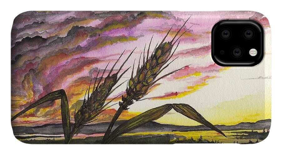 Wheat iPhone 11 Case featuring the painting Wheat field by Darren Cannell