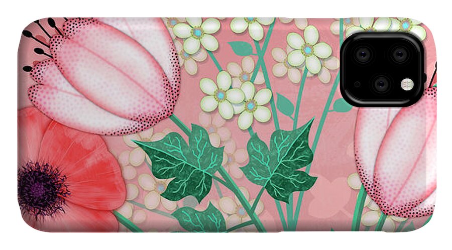 Flowers iPhone 11 Case featuring the digital art Where Flowers Bloom by Valerie Drake Lesiak