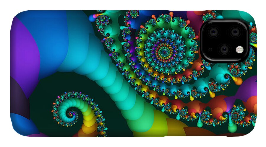 Fractal iPhone 11 Case featuring the digital art Where Rainbows Are Made by Jutta Maria Pusl