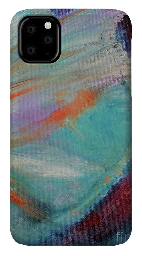 Abstract iPhone 11 Case featuring the painting Wings by Tracey Lee Cassin