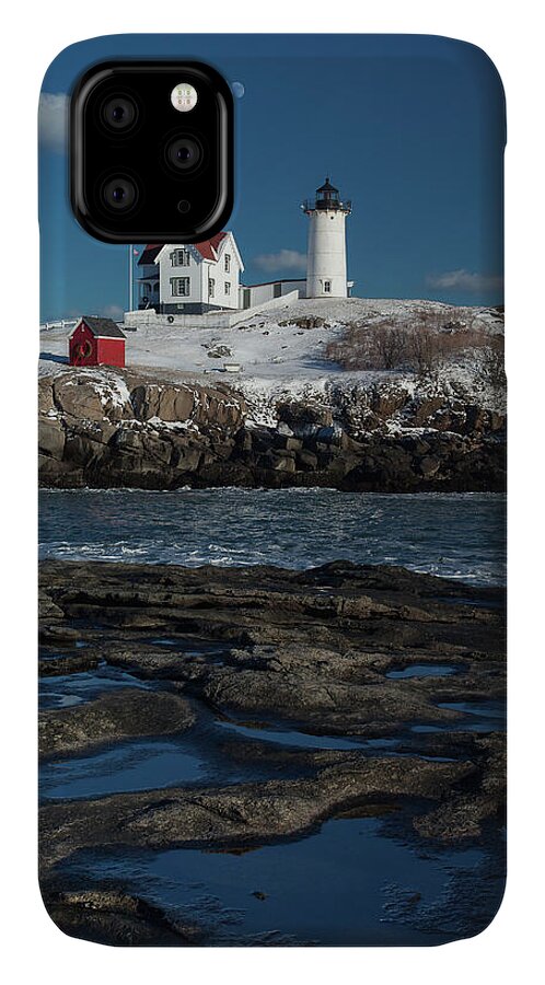 Lighthouse iPhone 11 Case featuring the photograph Winter at Nubble Lighthouse by David Smith