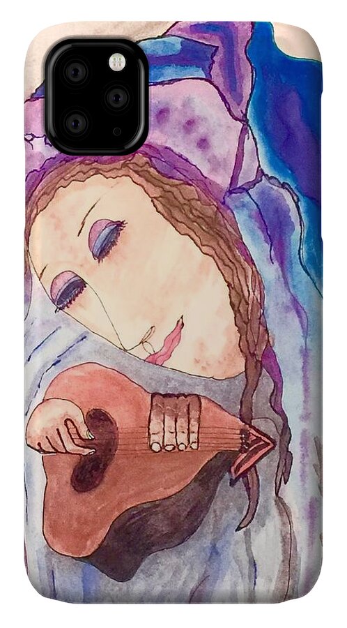 Woman iPhone 11 Case featuring the painting Woman Troubadour by Kenlynn Schroeder