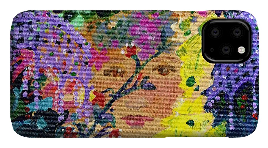 Fantasy iPhone 11 Case featuring the painting Wood Nymph by Adele Bower