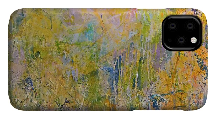 Yellow Abstract iPhone 11 Case featuring the painting Yellow Abstract by Robert Anderson