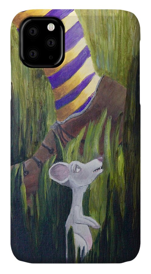 Mouse iPhone 11 Case featuring the painting Yikes Mouse by April Burton