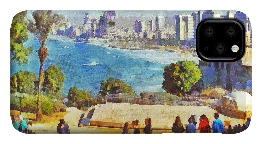 Tel Aviv iPhone 11 Case featuring the digital art Youth Groups in Tel Aviv by Digital Photographic Arts