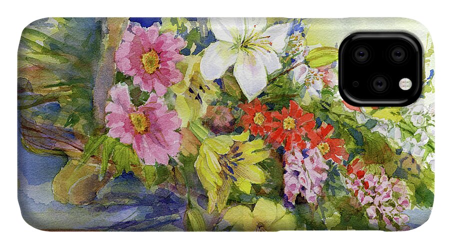 Garden iPhone 11 Case featuring the painting Flower Basket #1 by Garden Gate magazine