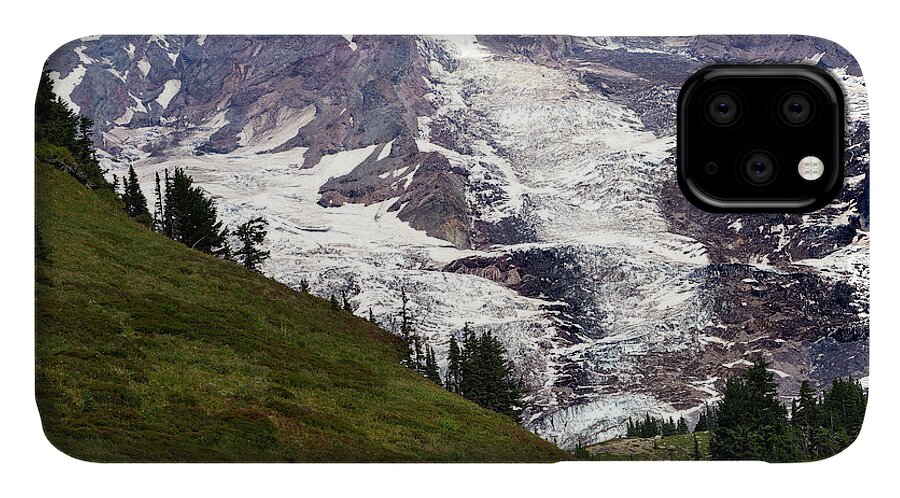 Fir iPhone 11 Case featuring the photograph Mt. Rainier, with conifer forest #1 by Steve Estvanik