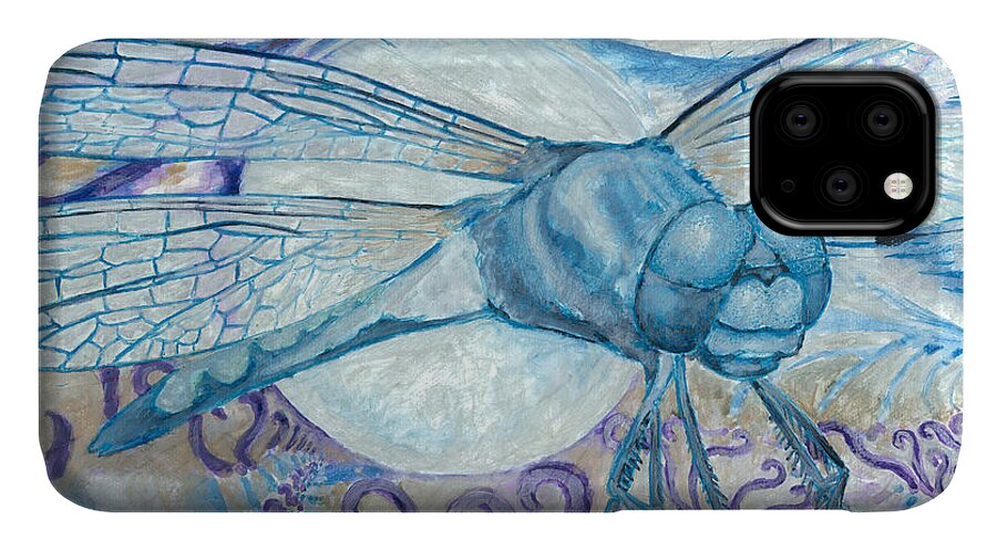 Watercolor iPhone 11 Case featuring the painting Dragonfly Moon #2 by Jeremy Robinson