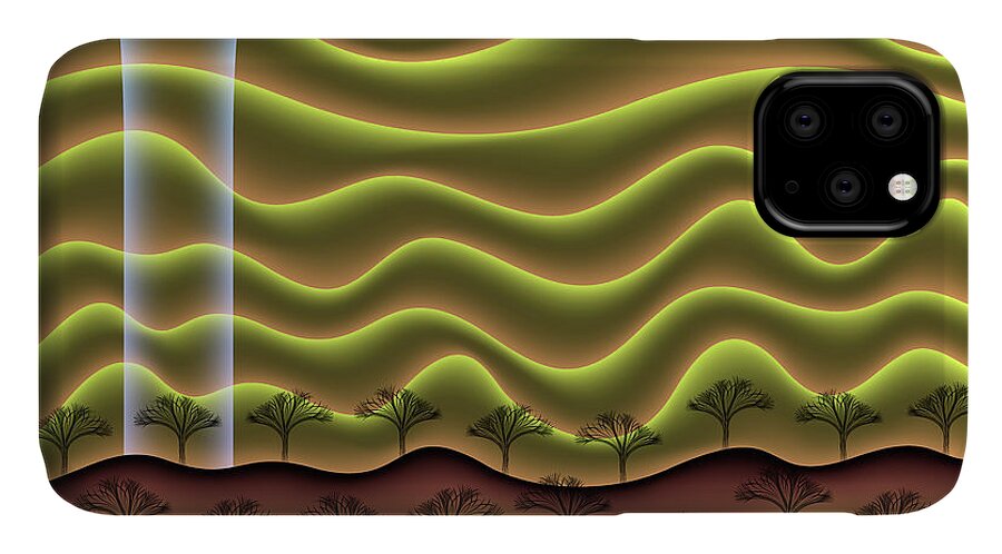 Imaginary Lands iPhone 11 Case featuring the digital art A Faint Glow On The Horizon by Becky Titus
