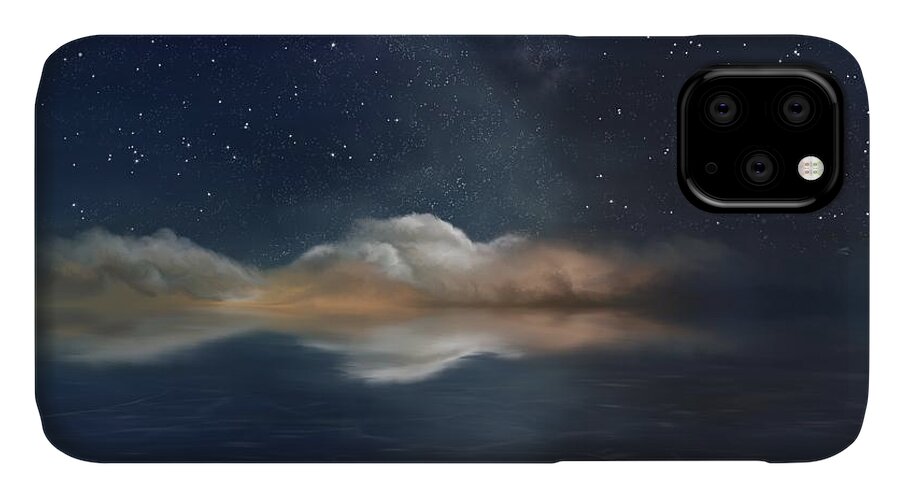 Midnight Sky iPhone 11 Case featuring the painting A Midnight Sky by Mark Taylor
