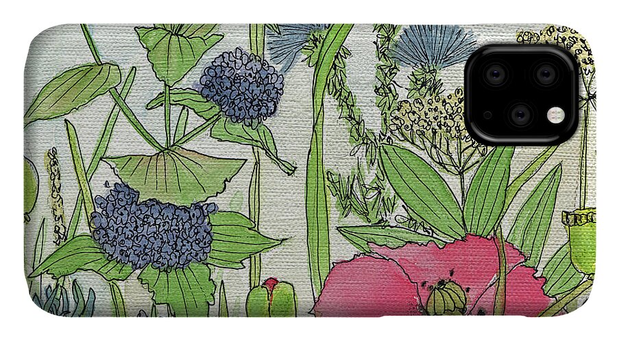 Garden iPhone 11 Case featuring the painting A Single Poppy Wildflowers Garden Flowers by Laurie Rohner