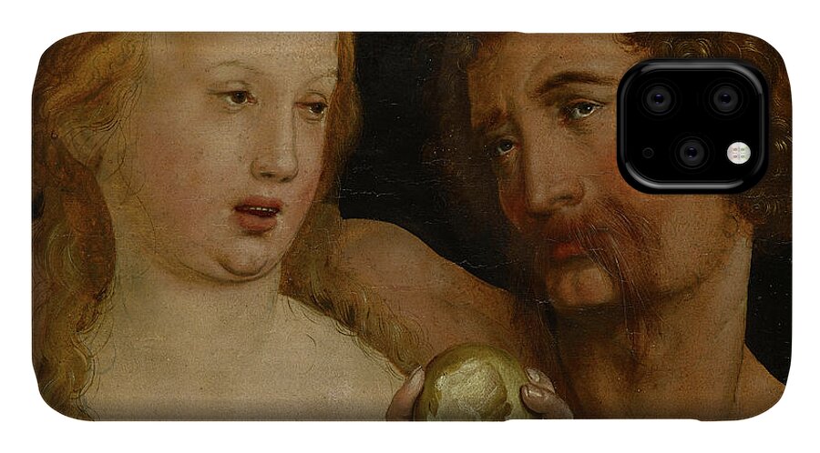 Holbein iPhone 11 Case featuring the painting Adam and Eve, 1517 by Hans Holbein the Younger
