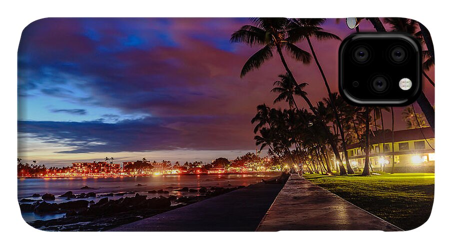  iPhone 11 Case featuring the photograph After Sunset at Kona Inn by John Bauer