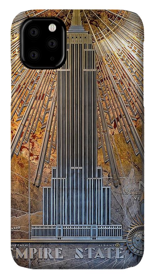 Aluminum Relief iPhone 11 Case featuring the photograph Aluminum Relief Inside The Empire State Building - New York by Marianna Mills