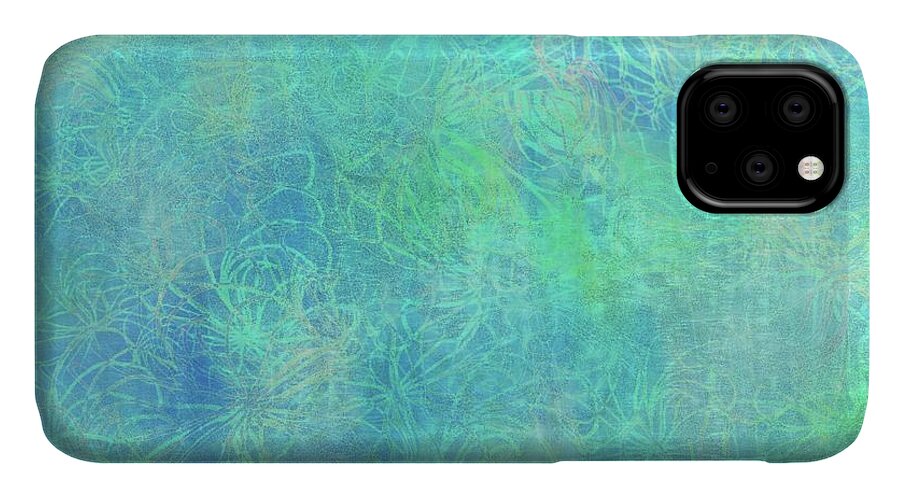 Batik iPhone 11 Case featuring the digital art Aqua Batik Print Coordinate by Sand And Chi