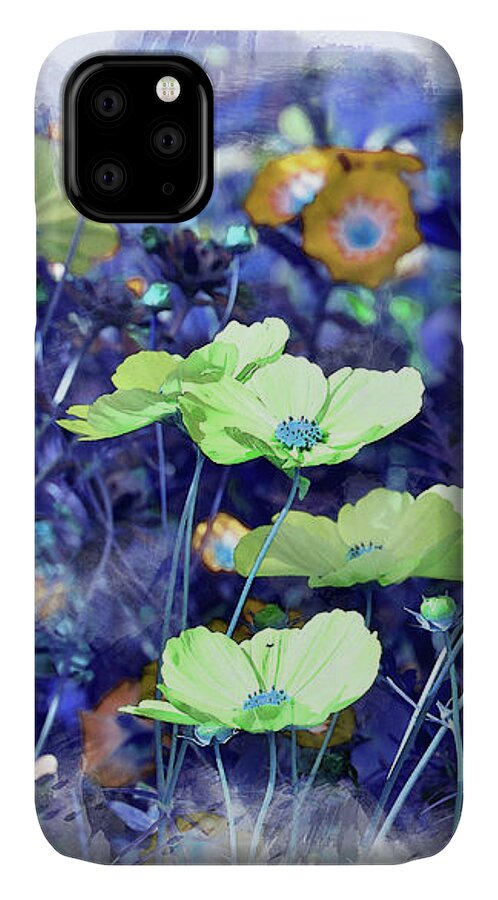 Wildflowers iPhone 11 Case featuring the digital art Aqua Blue by Alex Mir