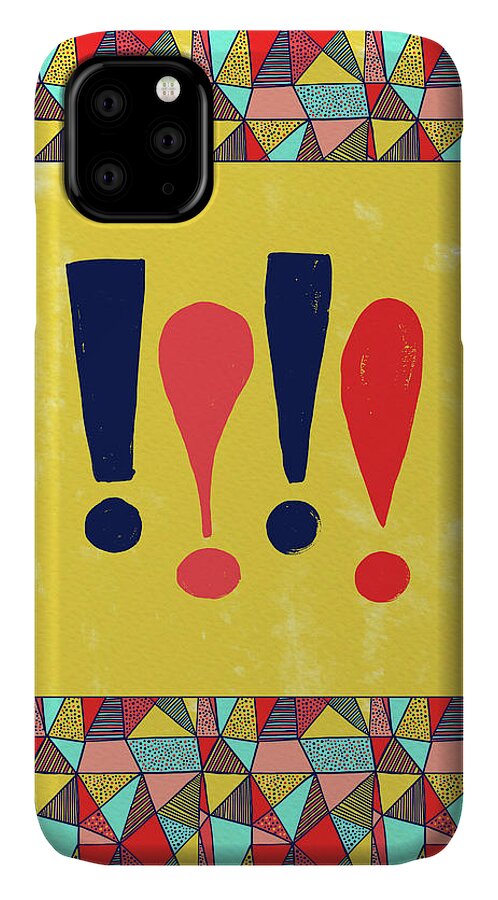Exclamations iPhone 11 Case featuring the painting Exclamations Pop Art by Jen Montgomery
