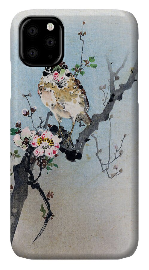 Rioko iPhone 11 Case featuring the painting Bird and Petal by Rioko
