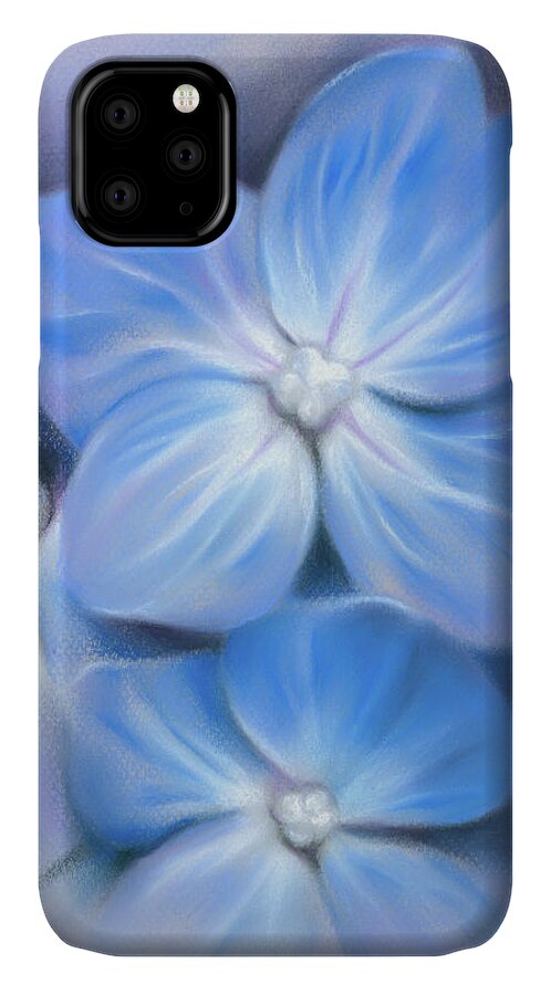 Botanical iPhone 11 Case featuring the painting Blue Hydrangea by MM Anderson