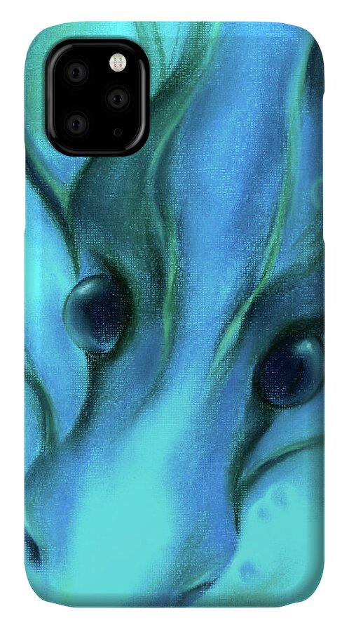 Dragon iPhone 11 Case featuring the painting Blue Water Dragon by MM Anderson