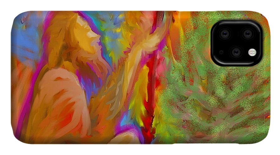 Yhwh iPhone 11 Case featuring the painting Burning Bush of YHWH by Hidden Mountain