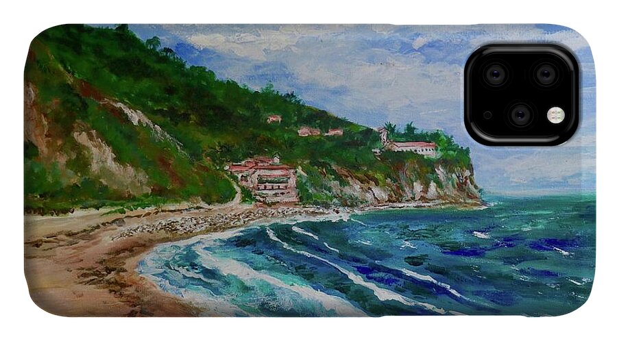 Burnout Beach iPhone 11 Case featuring the painting Burnout Beach, Redondo Beach California by Tom Roderick