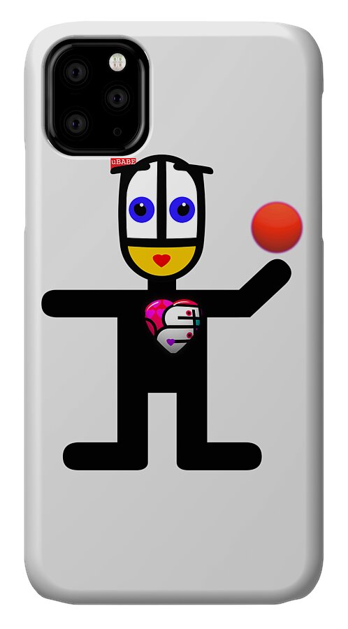 Cat With A Ball iPhone 11 Case featuring the digital art Cat With A Ball by Ubabe Style