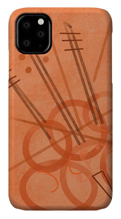 Abstract iPhone 11 Case featuring the digital art Cellos at the Ready by Annette M Stevenson