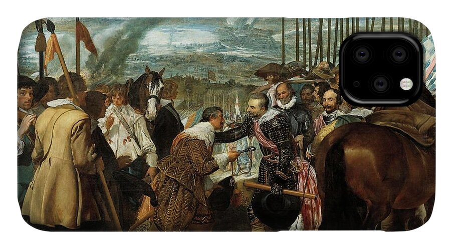 Diego Velazquez iPhone 11 Case featuring the painting Diego Rodriguez de Silva y Velazquez / 'The Surrender of Breda or The Lances', 1635, Spanish School. by Diego Velazquez -1599-1660-