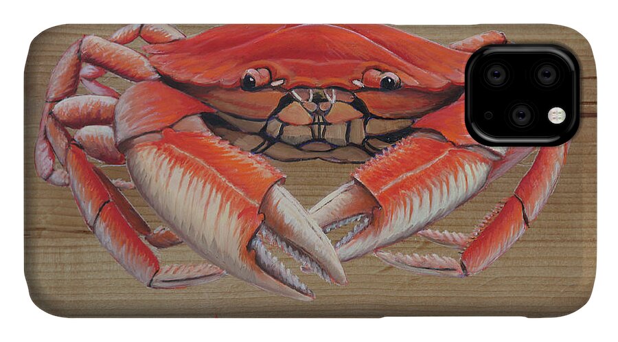 Dungeness Crab iPhone 11 Case featuring the painting Dungeness Crab by Kevin Hughes