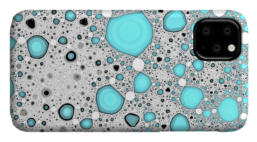 Abstract iPhone 11 Case featuring the digital art Dynamic Moonscape Blue Abstract Art by Don Northup