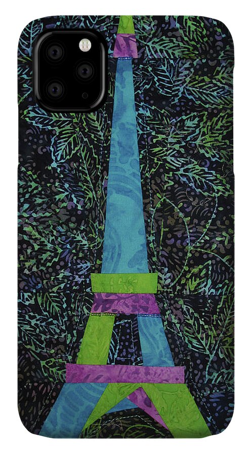  iPhone 11 Case featuring the tapestry - textile Eiffel Tower by Pam Geisel