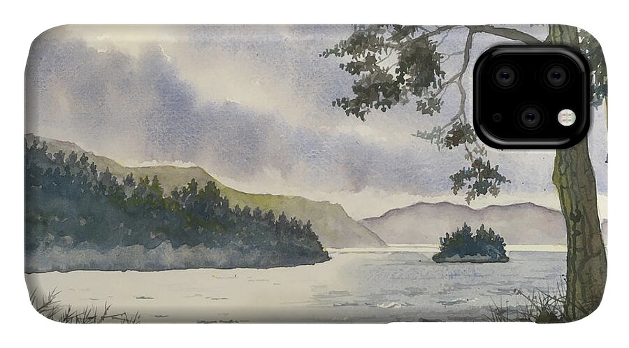 Watercolour iPhone 11 Case featuring the painting Evening on Derwentwater by Glenn Marshall
