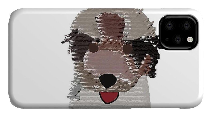 Fluffy Dog iPhone 11 Case featuring the digital art Fluffy by Caroline Elgin