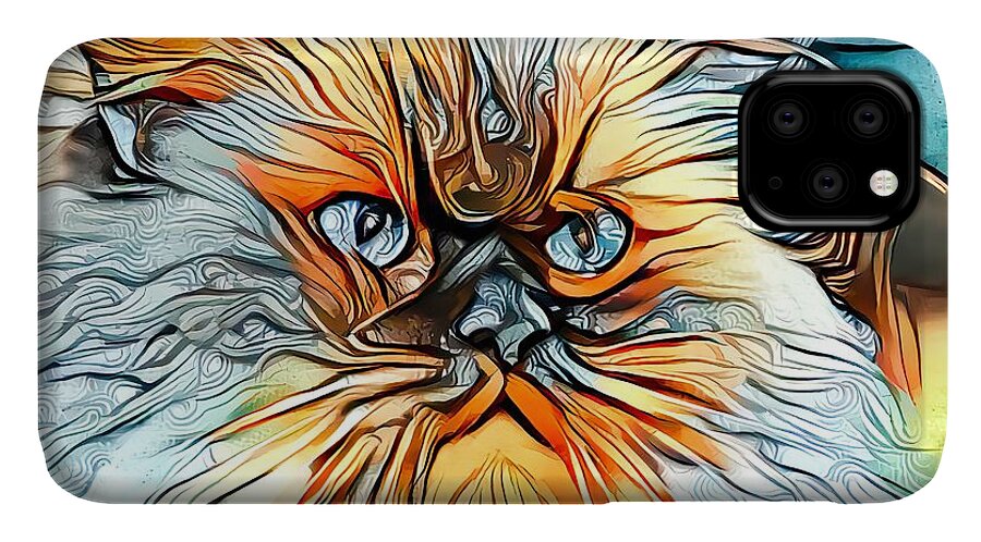 Himalayan iPhone 11 Case featuring the digital art Fluffy Orange Himalayan Cat by Don Northup