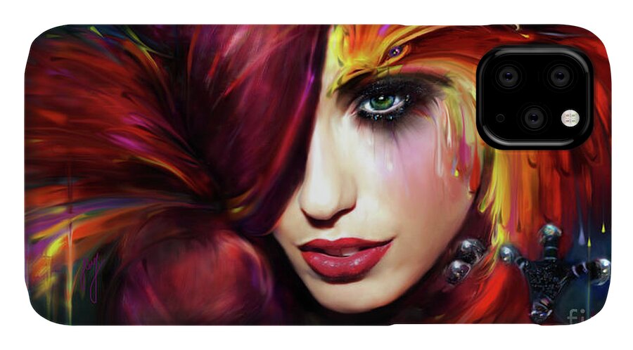 Portrait iPhone 11 Case featuring the digital art From The Ashes by Jaimy Mokos