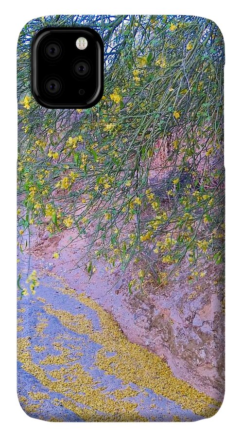 Arizona iPhone 11 Case featuring the photograph Golden Petals in a Desert Wash by Judy Kennedy