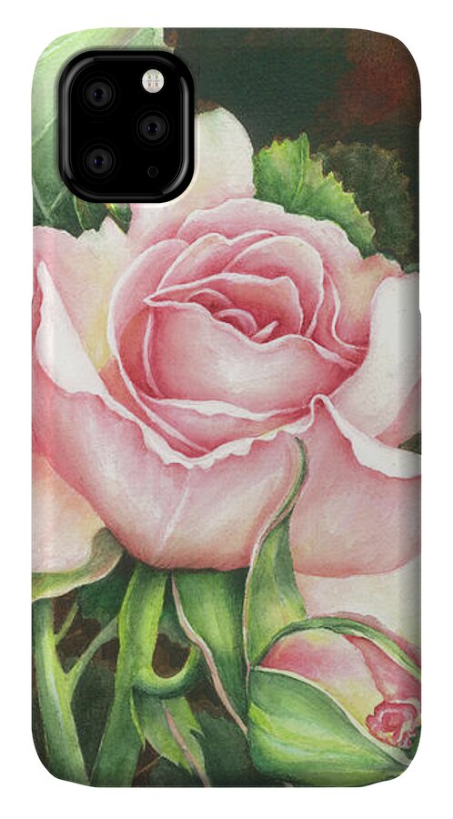 Rose iPhone 11 Case featuring the painting Grace by Lori Taylor