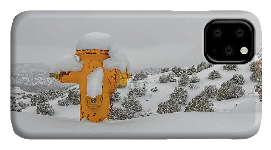 Snow iPhone 11 Case featuring the photograph High Desert Hydrant by Britt Runyon