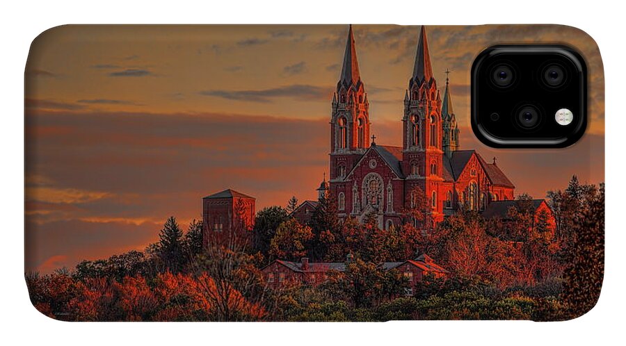 Church iPhone 11 Case featuring the photograph Holy Hill Sunrise by Dale Kauzlaric