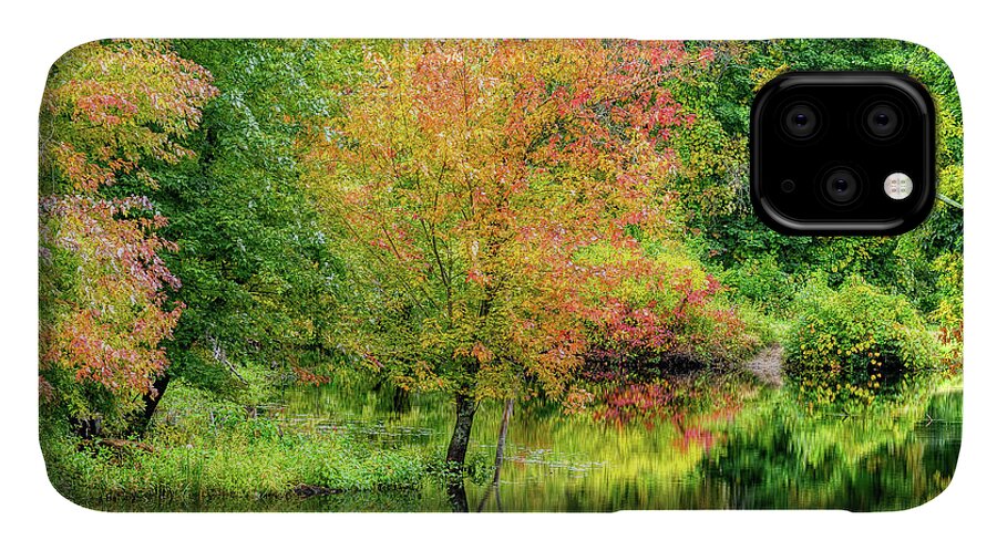 Ipswich River iPhone 11 Case featuring the photograph Ipswich River Reflections, Topsfield MA. by Michael Hubley