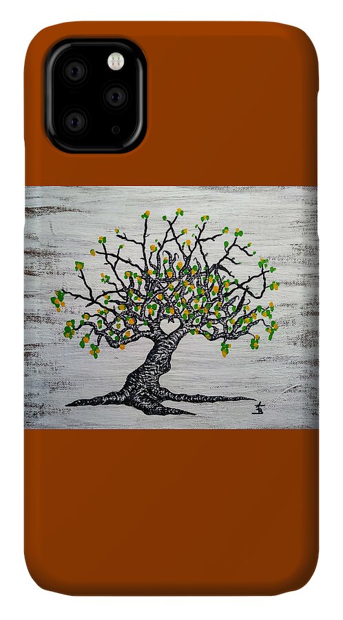 Kayak iPhone 11 Case featuring the drawing Kayaker Love Tree Art by Aaron Bombalicki