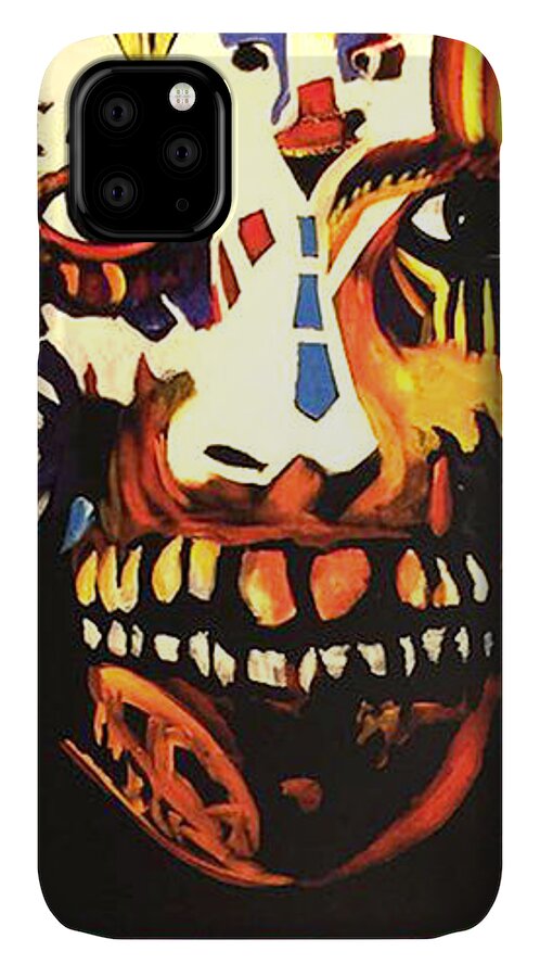Mardi Gras Spirit iPhone 11 Case featuring the painting Mardi Gras Spirit 2013 by Amzie Adams