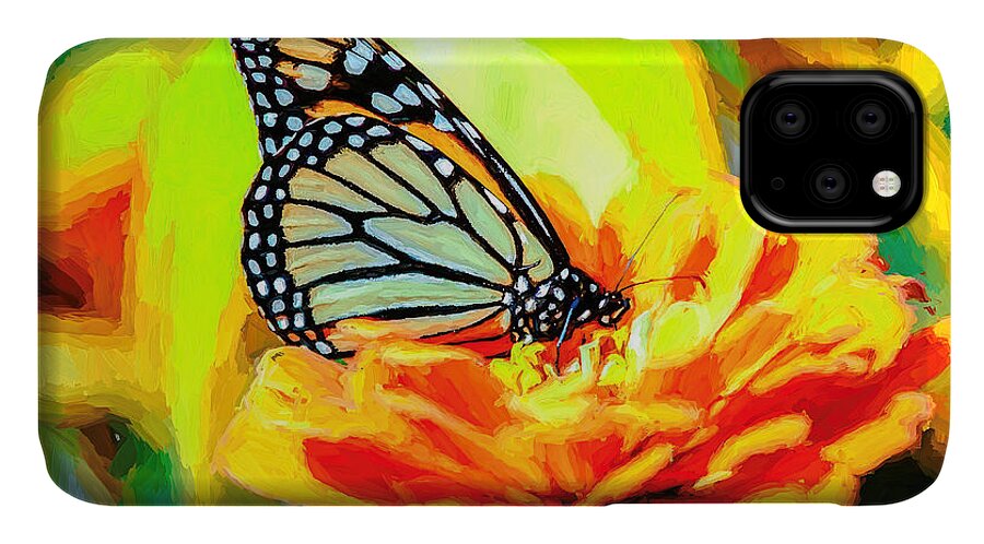 Monarch iPhone 11 Case featuring the photograph Monarch Butterfly Van Gogh Style by Don Northup