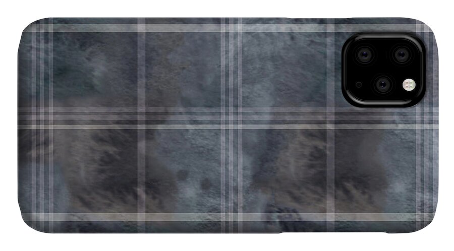 Pattern iPhone 11 Case featuring the digital art Moody Blue Plaid by Sand And Chi