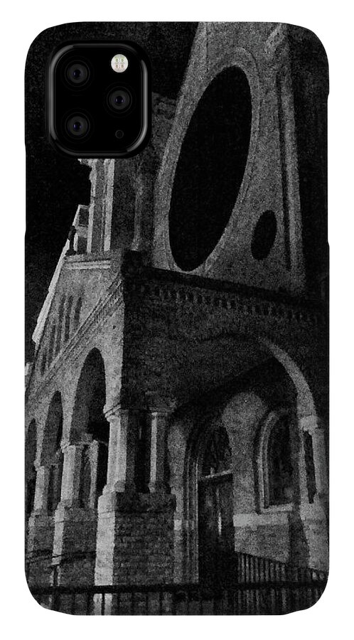 Church iPhone 11 Case featuring the digital art Night Church by Robert Henne